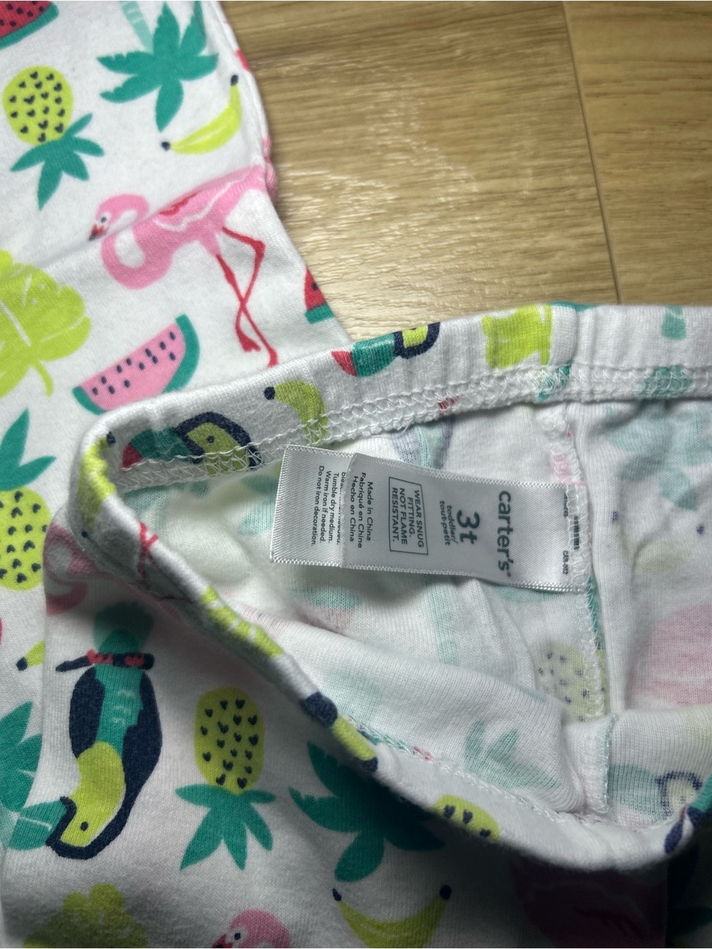 Carter's Tropical Flamingo & Toucan Pajama Set - Pink, Green, Yellow - Picture 2 of 3